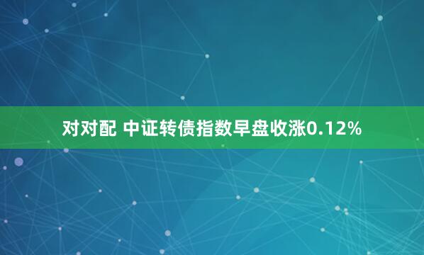 对对配 中证转债指数早盘收涨0.12%